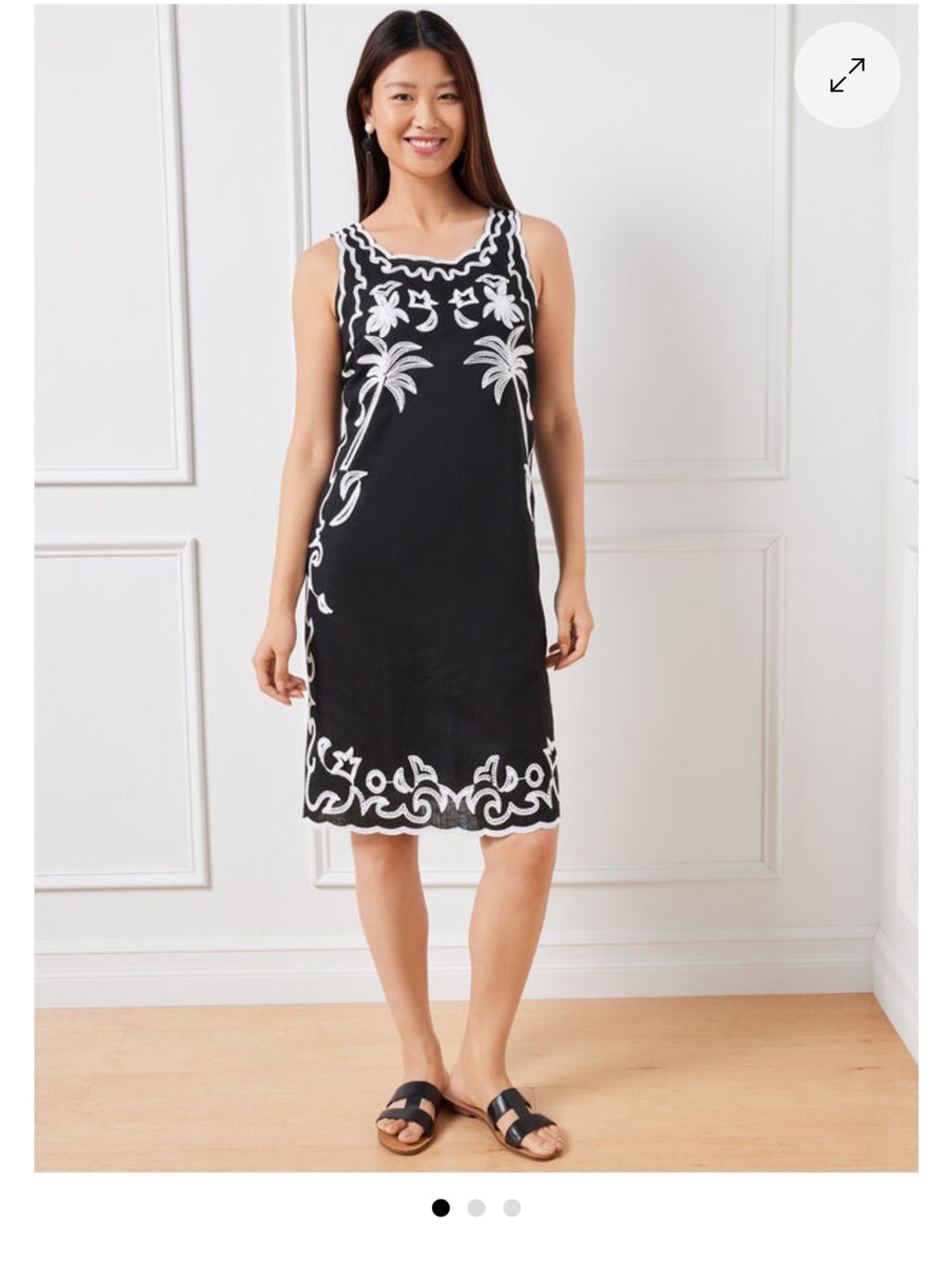 Talbots NWT Black Linen Cotton Blend Embroidered Shift Dress